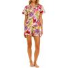 imageYeokou Women Cotton Floral Print Pajamas Button Down Short Sleeve Shirt Sleepwear Pj Shorts Set 2 Piece Lounge SetsFlower1
