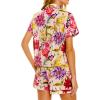imageYeokou Women Cotton Floral Print Pajamas Button Down Short Sleeve Shirt Sleepwear Pj Shorts Set 2 Piece Lounge SetsFlower1