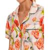 imageYeokou Women Cotton Floral Print Pajamas Button Down Short Sleeve Shirt Sleepwear Pj Shorts Set 2 Piece Lounge SetsFlower2