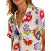 imageYeokou Women Cotton Floral Print Pajamas Button Down Short Sleeve Shirt Sleepwear Pj Shorts Set 2 Piece Lounge SetsFlower3