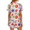 imageYeokou Women Cotton Floral Print Pajamas Button Down Short Sleeve Shirt Sleepwear Pj Shorts Set 2 Piece Lounge SetsFlower3