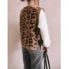 imageYeokou Women Leopard Print Sweater Vest Side Tie Knit Tank Tops Sleeveless Crew Neck Casual Fall OutfitsCamel