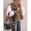 imageYeokou Women Leopard Print Sweater Vest Side Tie Knit Tank Tops Sleeveless Crew Neck Casual Fall OutfitsCamel