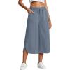 imageYeokou Women Capri Pants Elastic Drawstring High Waisted Loose Side Slit Casual Trousers with PocketsBluegrey