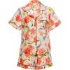 imageYeokou Women Cotton Floral Print Pajamas Button Down Short Sleeve Shirt Sleepwear Pj Shorts Set 2 Piece Lounge SetsFlower2