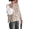 imageYeokou Women Leopard Print Sweater Vest Side Tie Knit Tank Tops Sleeveless Crew Neck Casual Fall OutfitsBeige