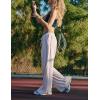 imageYeokou Women Mesh Sports Pants Drawstring Elastic Waist Wide Leg Loose Trousers Breathable Activewear with PocketsBeige