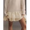 imageYeokou Women Turtleneck Tulle Mini Dress Ribbed Knit Sweater Long Sleeve Elastic Hem Skirt Loose PulloverApricot