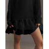 imageYeokou Women Turtleneck Tulle Mini Dress Ribbed Knit Sweater Long Sleeve Elastic Hem Skirt Loose PulloverBlack