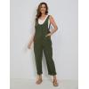 imageYeokou Womens Overalls Linen Cotton Jumpsuits Loose Casual Jumpers with PocketsArmygreen