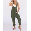 imageYeokou Womens Overalls Linen Cotton Jumpsuits Loose Casual Jumpers with PocketsArmygreen