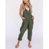 imageYeokou Womens Overalls Linen Cotton Jumpsuits Loose Casual Jumpers with PocketsArmygreen