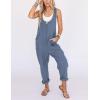 imageYeokou Womens Overalls Linen Cotton Jumpsuits Loose Casual Jumpers with PocketsBluegrey