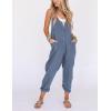 imageYeokou Womens Overalls Linen Cotton Jumpsuits Loose Casual Jumpers with PocketsBluegrey