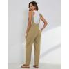 imageYeokou Womens Overalls Linen Cotton Jumpsuits Loose Casual Jumpers with PocketsDarkkhaki