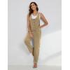 imageYeokou Womens Overalls Linen Cotton Jumpsuits Loose Casual Jumpers with PocketsDarkkhaki