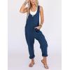 imageYeokou Womens Overalls Linen Cotton Jumpsuits Loose Casual Jumpers with PocketsNavy