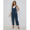 imageYeokou Womens Overalls Linen Cotton Jumpsuits Loose Casual Jumpers with PocketsNavy