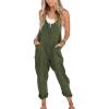 imageYeokou Womens Overalls Linen Cotton Jumpsuits Loose Casual Jumpers with PocketsArmygreen