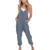 imageYeokou Womens Overalls Linen Cotton Jumpsuits Loose Casual Jumpers with PocketsBluegrey