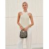 imageYeokou Women Halter Cross Over Collar Tank Knit Sleeveless Top Solid Color Casual Summer BlouseApricot