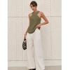 imageYeokou Women Halter Cross Over Collar Tank Knit Sleeveless Top Solid Color Casual Summer BlouseArmygreen