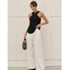 imageYeokou Women Halter Cross Over Collar Tank Knit Sleeveless Top Solid Color Casual Summer BlouseBlack