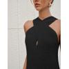 imageYeokou Women Halter Cross Over Collar Tank Knit Sleeveless Top Solid Color Casual Summer BlouseBlack