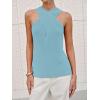 imageYeokou Women Halter Cross Over Collar Tank Knit Sleeveless Top Solid Color Casual Summer BlouseBlue