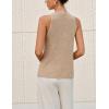 imageYeokou Women Halter Cross Over Collar Tank Knit Sleeveless Top Solid Color Casual Summer BlouseKhaki