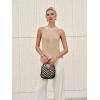 imageYeokou Women Halter Cross Over Collar Tank Knit Sleeveless Top Solid Color Casual Summer BlouseKhaki
