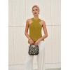 imageYeokou Women Halter Cross Over Collar Tank Knit Sleeveless Top Solid Color Casual Summer BlouseMustardyellow