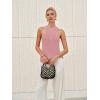 imageYeokou Women Halter Cross Over Collar Tank Knit Sleeveless Top Solid Color Casual Summer BlousePink