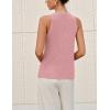 imageYeokou Women Halter Cross Over Collar Tank Knit Sleeveless Top Solid Color Casual Summer BlousePink
