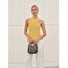 imageYeokou Women Halter Cross Over Collar Tank Knit Sleeveless Top Solid Color Casual Summer BlouseYellow