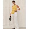 imageYeokou Women Halter Cross Over Collar Tank Knit Sleeveless Top Solid Color Casual Summer BlouseYellow