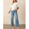 imageYeokou Womens Short Sleeve Sweater Round Neck Ruffled Hem Knit Crochet Pullover Summer Fall Casual Top BlouseWhite