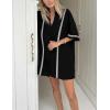 imageYeokou Lace Mini Shirt Dress Cotton Summer Casual Short Sleeve Womens Button Down Romper Dresses BlackXS