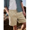 imageYeokou Mens Casual Shorts Summer Loose Fit Lightweight Elastic Waist Drawstring Pockets Beach Golf Walk ShortsBeige