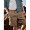 imageYeokou Mens Casual Shorts Summer Loose Fit Lightweight Elastic Waist Drawstring Pockets Beach Golf Walk ShortsBrown