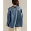 imageYeokou Women Oversize Denim Jacket Casual Button Down Jean Coat Long Sleeve Shacket Outfit with PocketsBlue