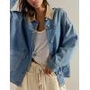 imageYeokou Women Oversize Denim Jacket Casual Button Down Jean Coat Long Sleeve Shacket Outfit with PocketsBlue