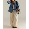 imageYeokou Women Oversize Denim Jacket Casual Button Down Jean Coat Long Sleeve Shacket Outfit with PocketsBlue