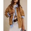 imageYeokou Women Oversize Denim Jacket Casual Button Down Jean Coat Long Sleeve Shacket Outfit with PocketsBrown