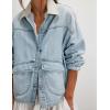 imageYeokou Women Oversize Denim Jacket Casual Button Down Jean Coat Long Sleeve Shacket Outfit with PocketsLightblue