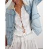imageYeokou Women Oversize Denim Jacket Casual Button Down Jean Coat Long Sleeve Shacket Outfit with PocketsLightblue