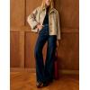 imageYeokou Women Oversize Trench Coat Plaid Lining Lapel Button Down Casual Crop Jacket Outwear with PocketsKhaki