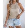 imageYeokou Women Summer Knit Tank Crochet Sleeveless Crewneck Top Stretchy Casual Sweater VestKhaki