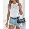 imageYeokou Women Summer Knit Tank Crochet Sleeveless Crewneck Top Stretchy Casual Sweater VestWhite