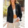 imageYeokou Women Washed Denim Jacket Casual Quilted Floral Lining V Neck Lapel Button Down Loose Coat with PocketsBlack